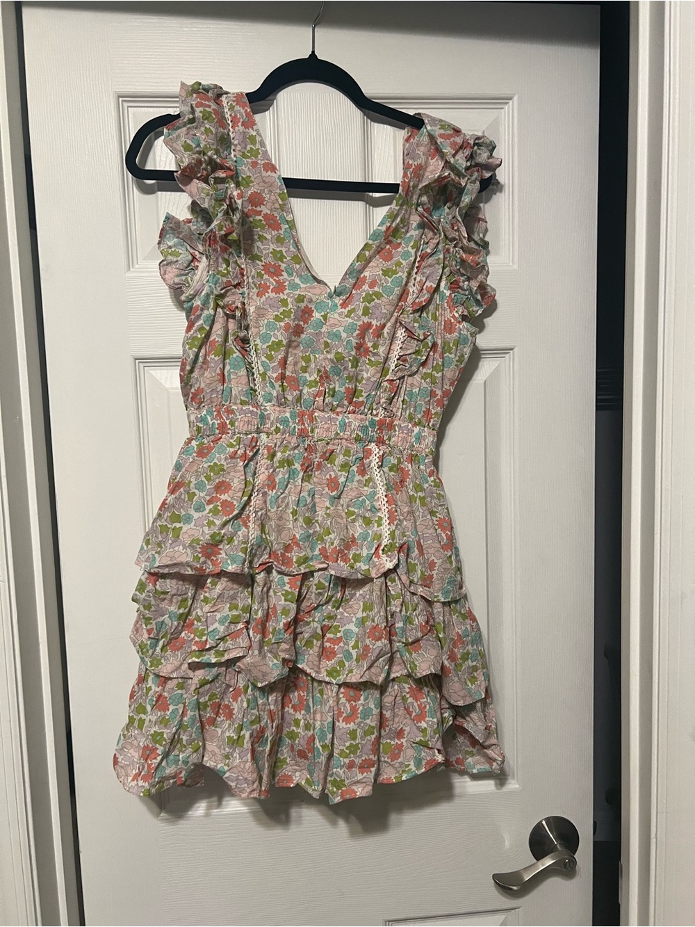 Floral Ruffle Mini Dress in Pastel Multi